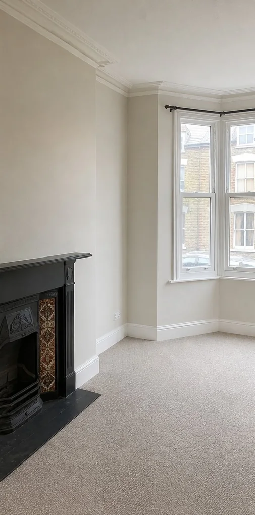 Bay-window room, replastered, after