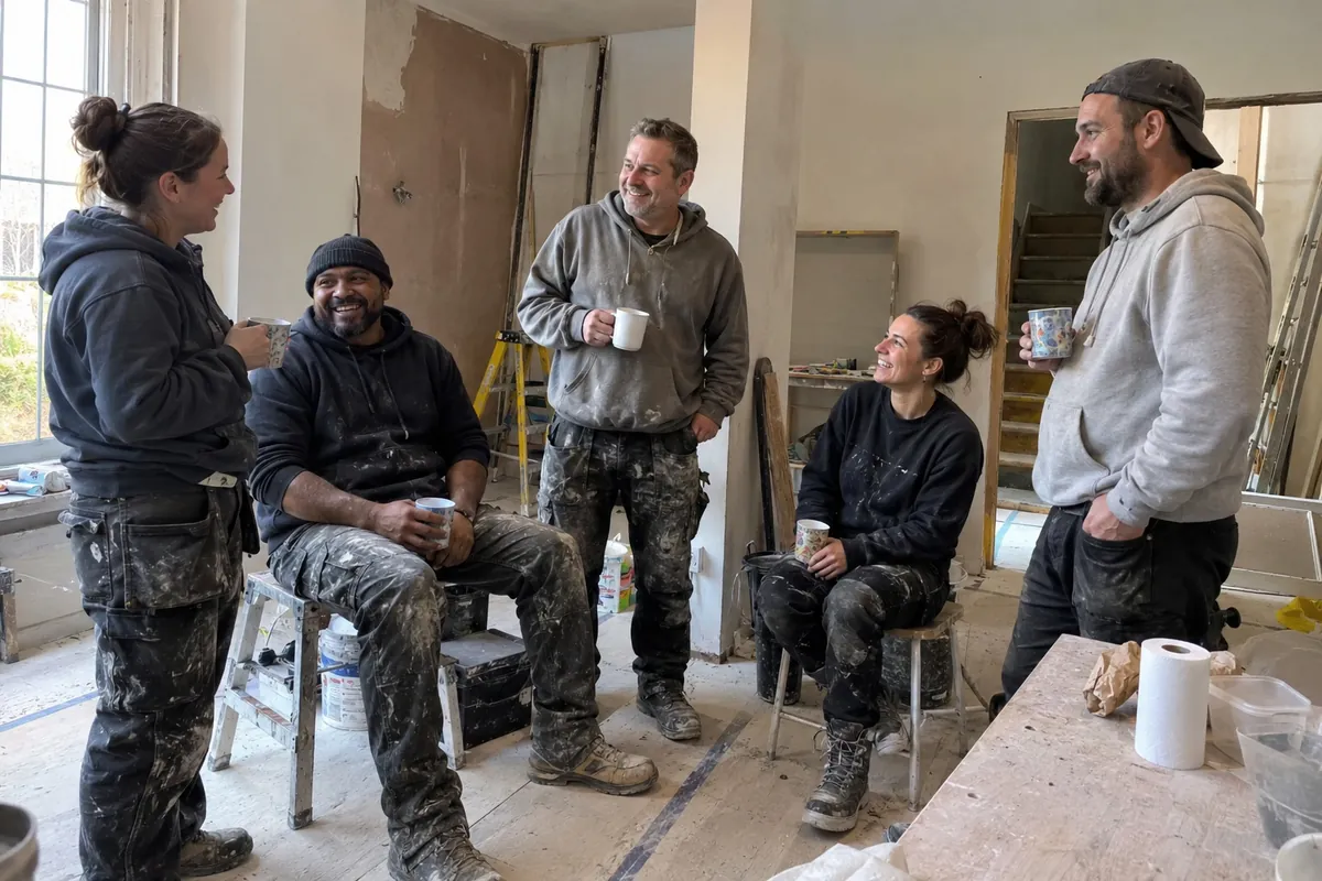 The team on a London job between first and second fix